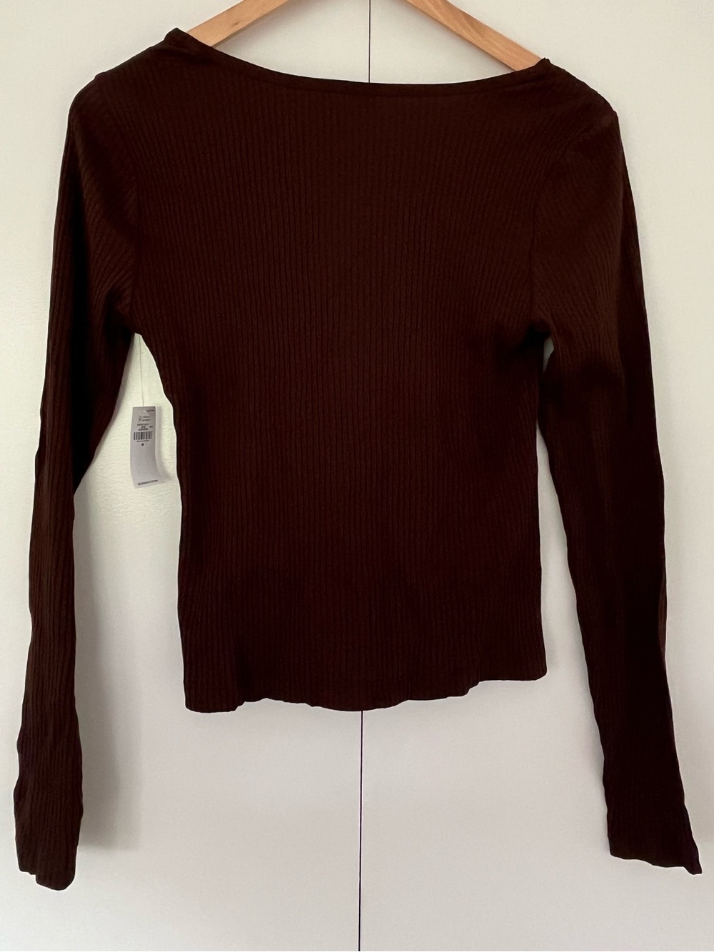 Old Navy Brown Ribbed Lace-Trim Button Down Top - Picture 2 of 7